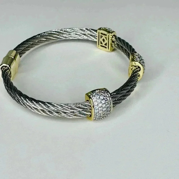 Two Tone Three Stations Pave Crystals - Picture 2 of 5